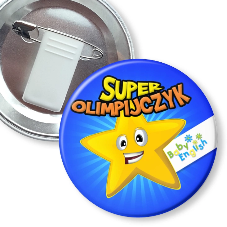 przypinka z żabką i agrafką Baby English Super Olimpijczyk