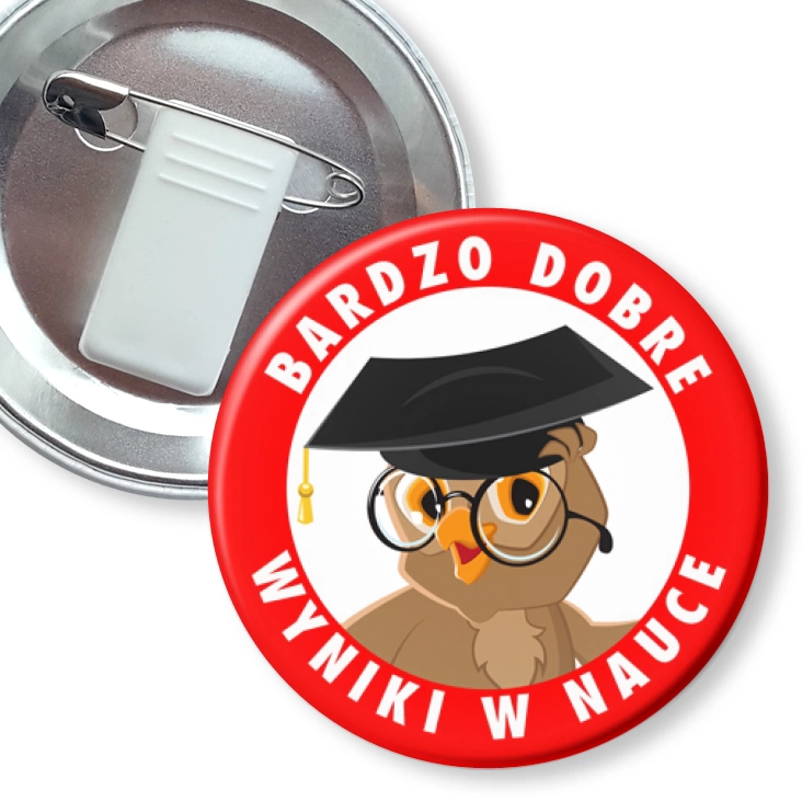 przypinka z żabką i agrafką Bardzo dobre wyniki w nauce