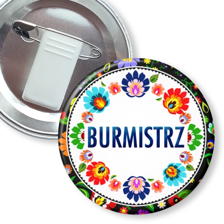 przypinka z żabką i agrafką Burmistrz folk