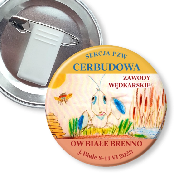 przypinka z żabką i agrafką Cerbudowa 2023