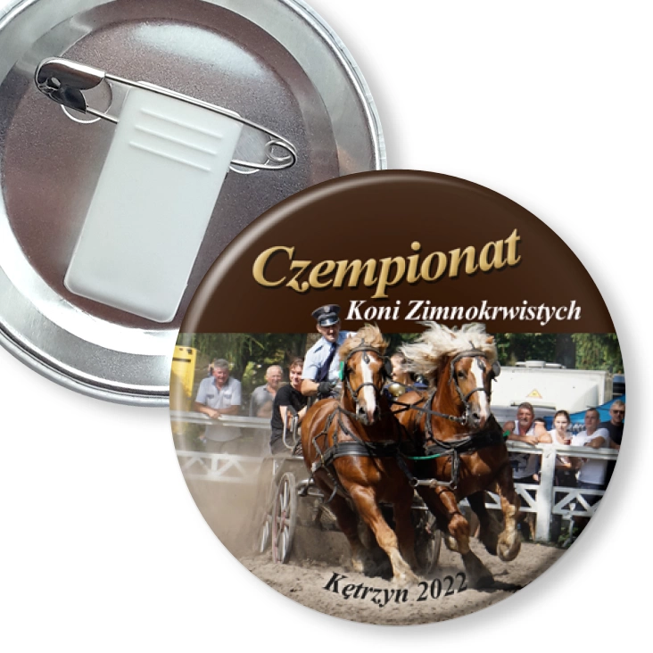 przypinka z żabką i agrafką Czempionat Koni Zimnokrwistych Kętrzyn 2022