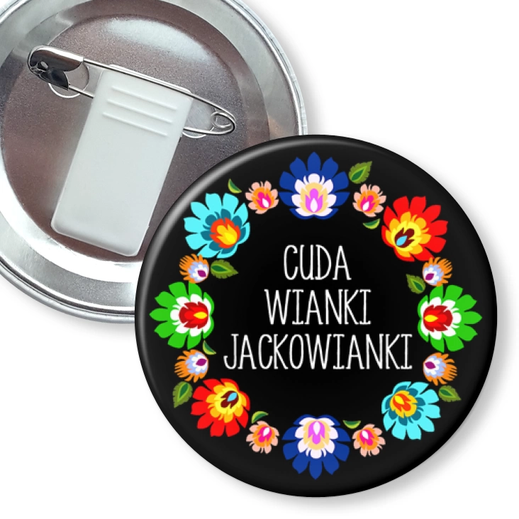 przypinka z żabką i agrafką Cuda wianki Jackowianki