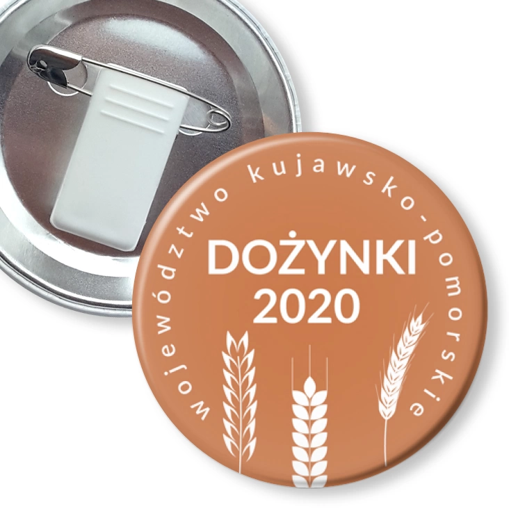 przypinka z żabką i agrafką Dożynki 2020