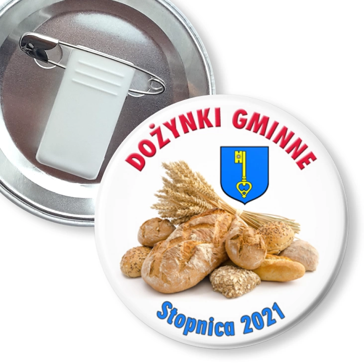 przypinka z żabką i agrafką Dożynki Gminna Stopnica