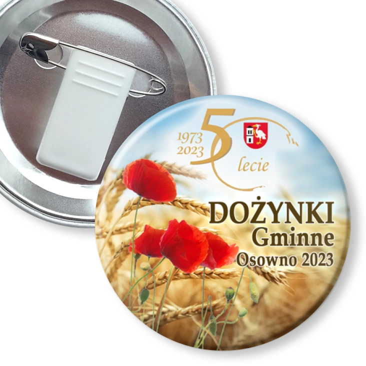 przypinka z żabką i agrafką Dożynki Gminne Borki