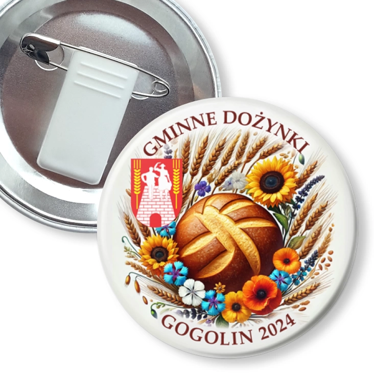 przypinka z żabką i agrafką Dożynki Gminne Gogolin 2024