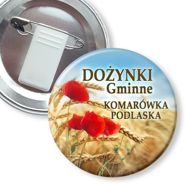 przypinka z żabką i agrafką Dożynki Gminne Komarówka Podlaska