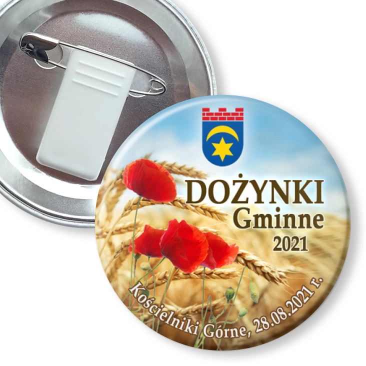 przypinka z żabką i agrafką Dożynki Gminne - Kościelniki Górne