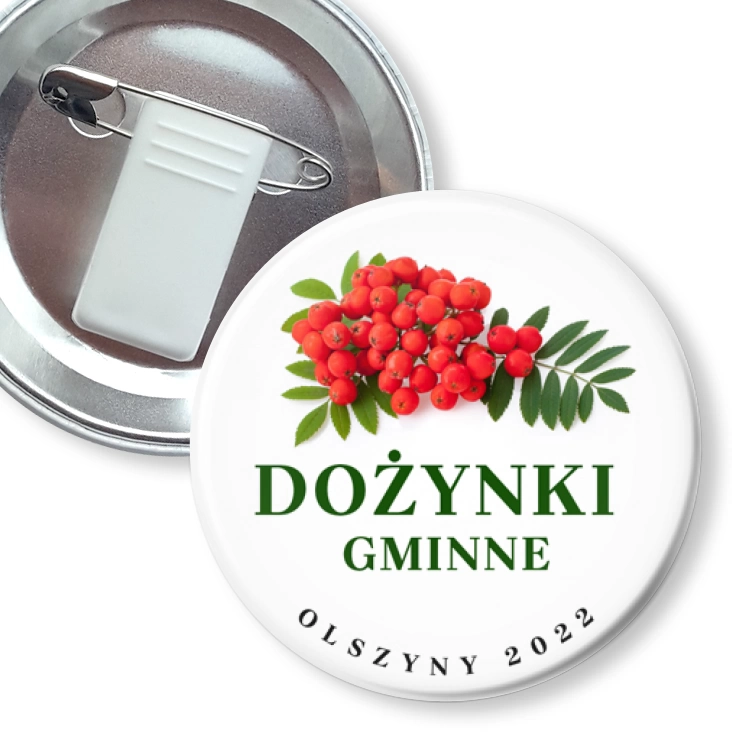 przypinka z żabką i agrafką Dożynki Gminne Olszyny 2022