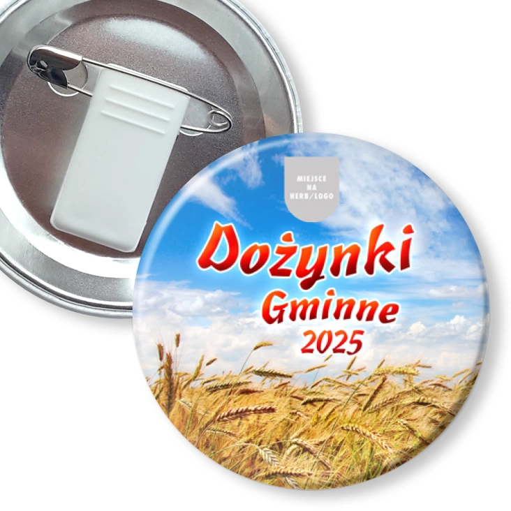 przypinka z żabką i agrafką Dożynki gminne Pole zboża