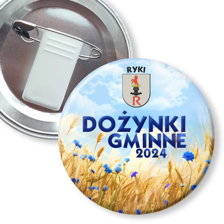 przypinka z żabką i agrafką Dożynki Gminne Ryki 2024