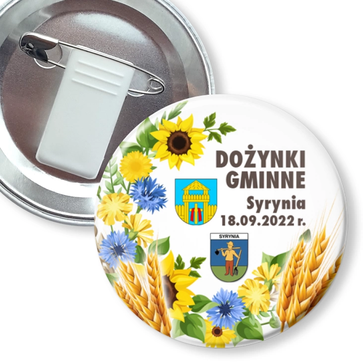 przypinka z żabką i agrafką Dożynki Gminne Syrynia