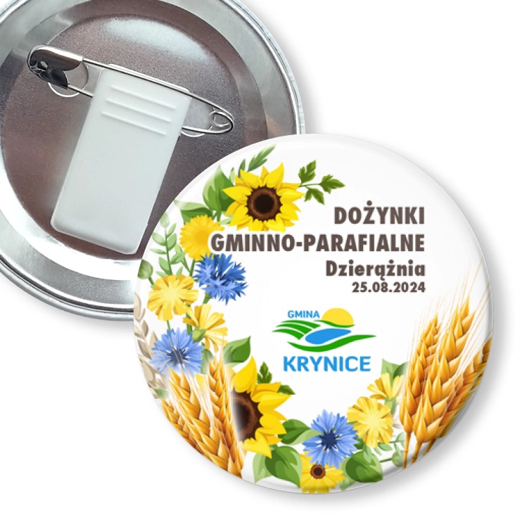 przypinka z żabką i agrafką Dożynki Gminno-Parafialne Dzierążnia