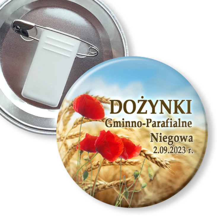 przypinka z żabką i agrafką Dożynki Gminno-Parafialne Niegowa