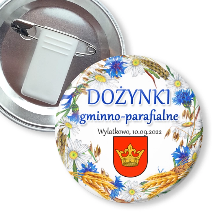 przypinka z żabką i agrafką Dożynki gminno-parafialne Wylatkowo 2022