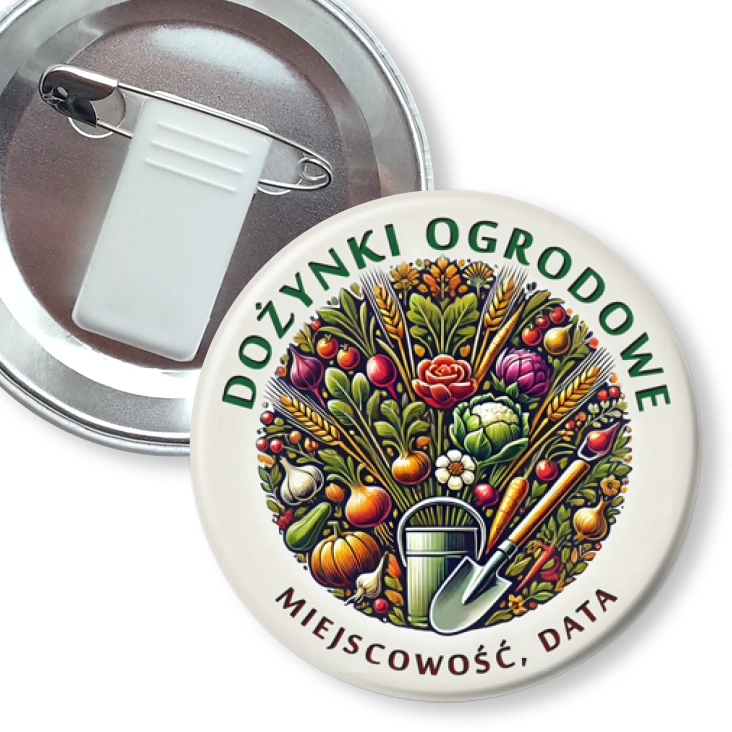 przypinka z żabką i agrafką Dożynki Ogrodowe