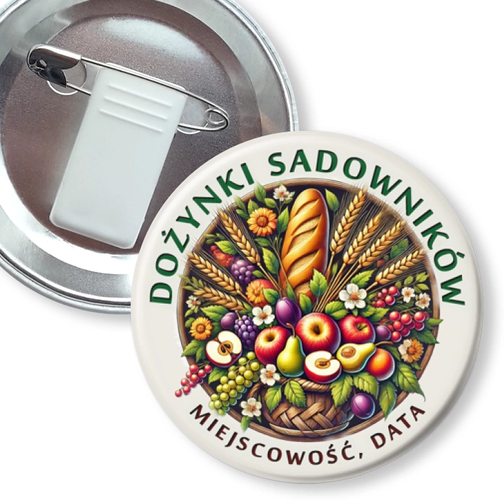 przypinka z żabką i agrafką Dożynki Sadowników