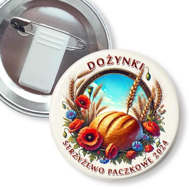 przypinka z żabką i agrafką Dożynki Strzyżewo Paczkowe 2024
