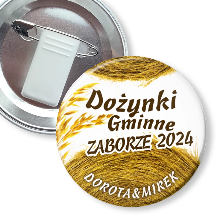 przypinka z żabką i agrafką Dożynki Zaborze 2024