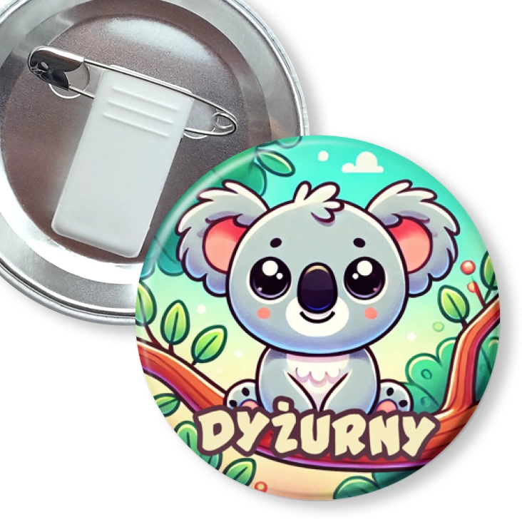 przypinka z żabką i agrafką Dyżurny koala