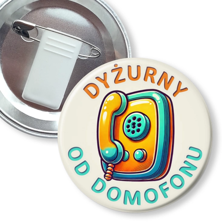 przypinka z żabką i agrafką Dyżurny od domofonu