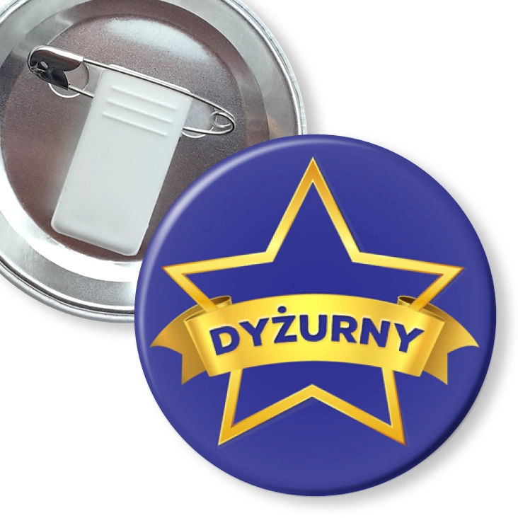 przypinka z żabką i agrafką Dyżurny złota gwiazda