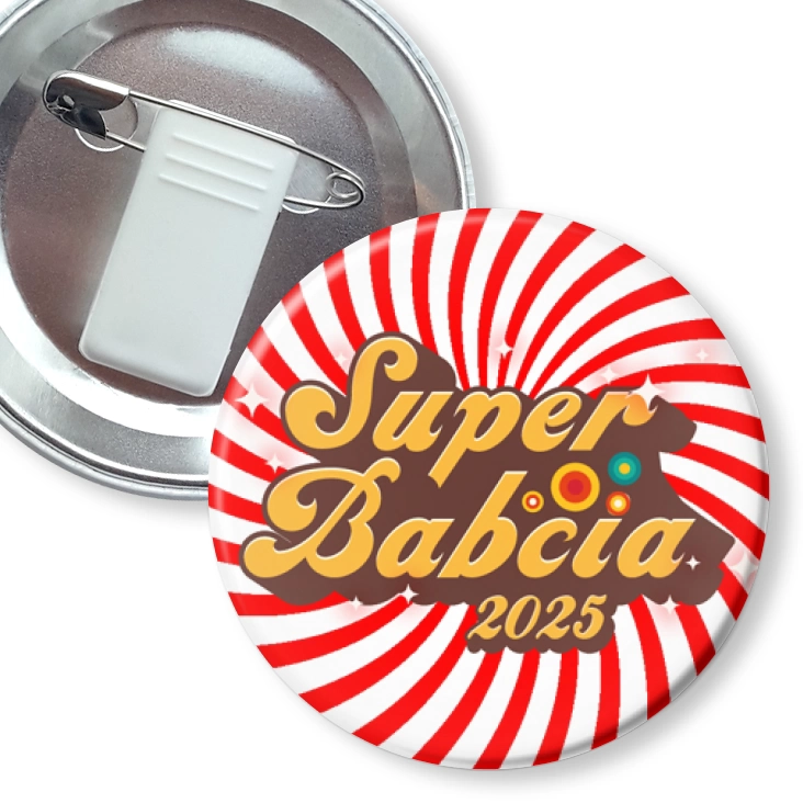 przypinka z żabką i agrafką Dzień Babci - Super Babcia