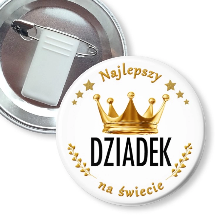 przypinka z żabką i agrafką Dzień Dziadka - Król Dziadek