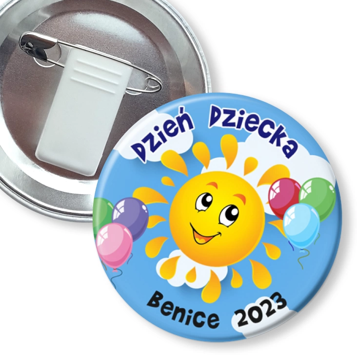 przypinka z żabką i agrafką Dzień Dziecka Benice 2023