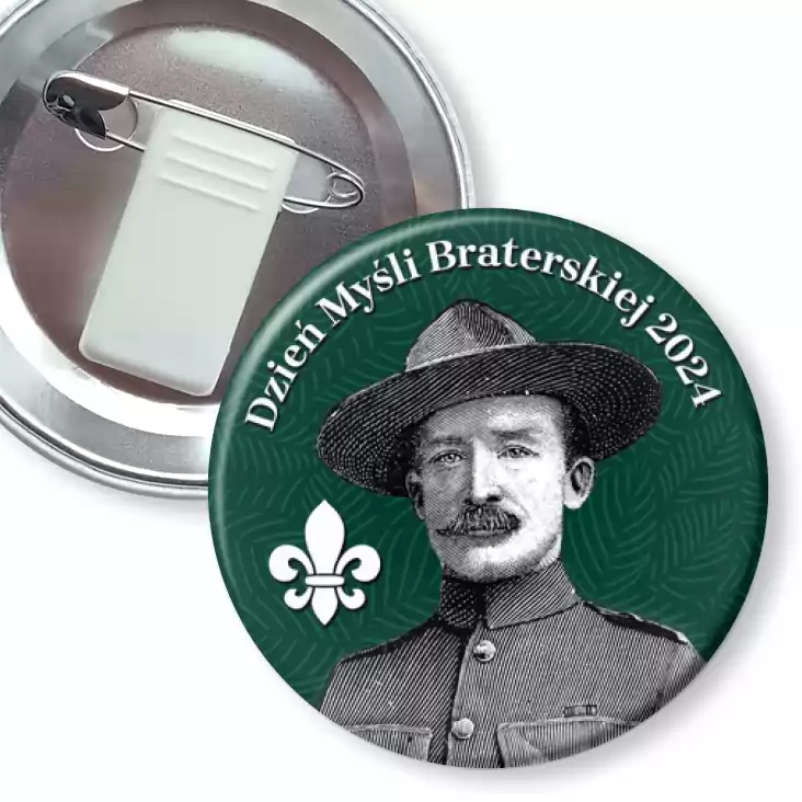 przypinka z żabką i agrafką Dzień Myśli Braterskiej Robert Baden-Powell