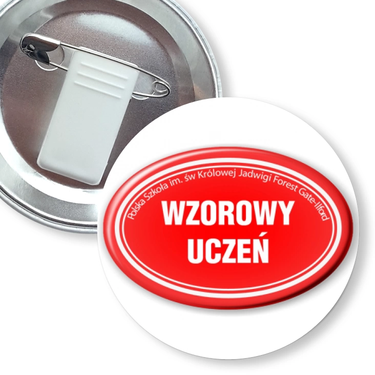 przypinka z żabką i agrafką Wzorowy Uczeń Polska Szkoła Ilford