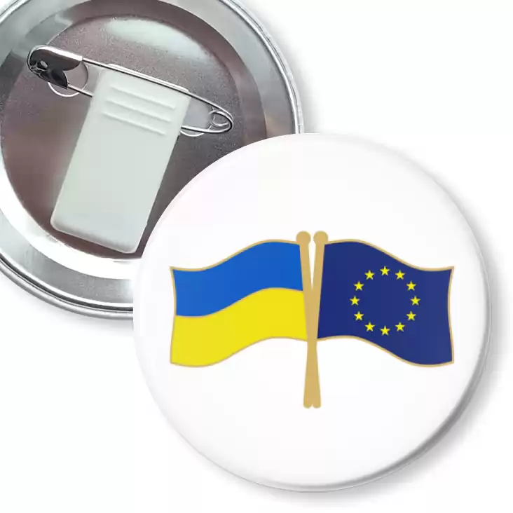 przypinka z żabką i agrafką Flagi Ukraina Unia Europejska