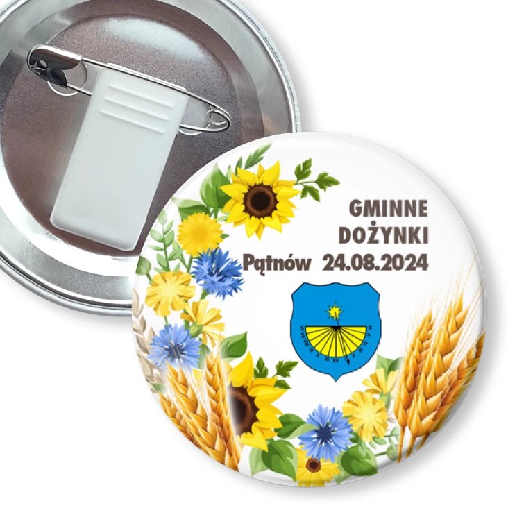 przypinka z żabką i agrafką Gminne Dożynki Pątnów 2024