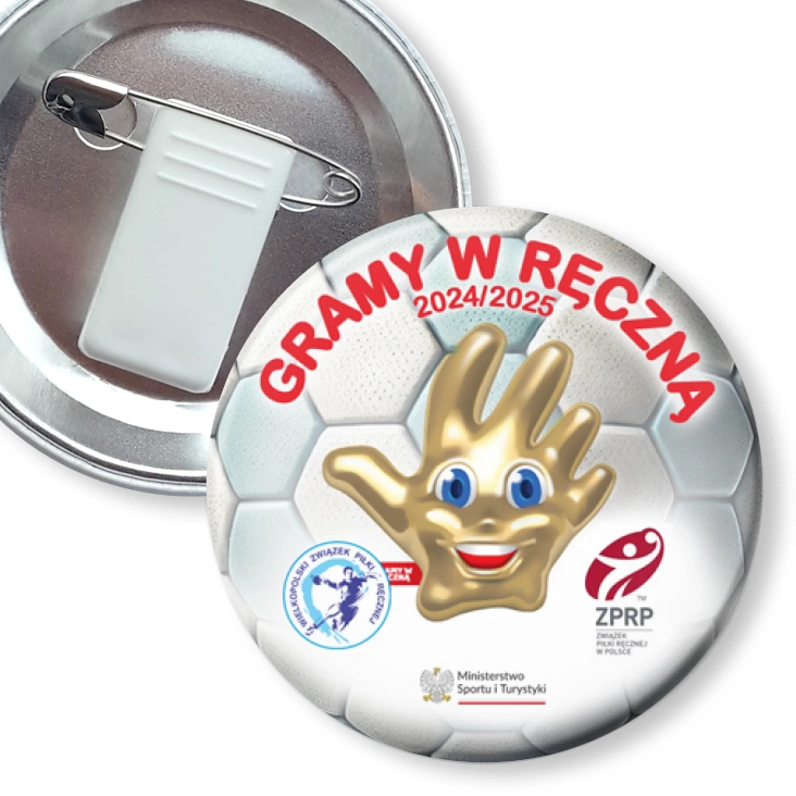 przypinka z żabką i agrafką Gramy w ręczną 2024 2025