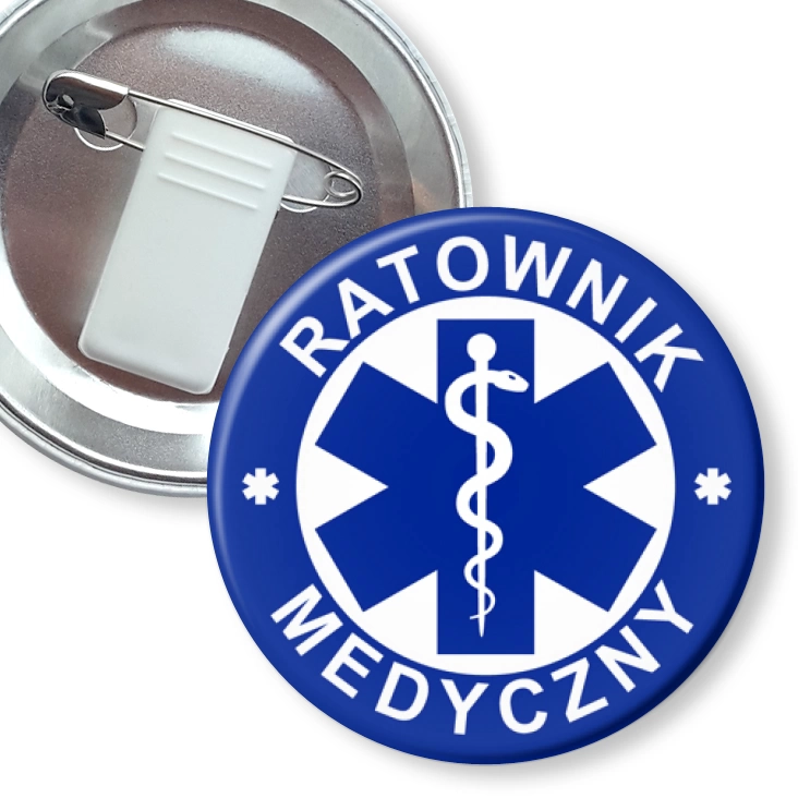 przypinka z żabką i agrafką Granatowa plakietka Ratownik medyczny