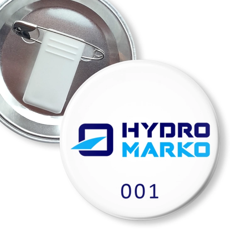 przypinka z żabką i agrafką Hydro Marko z numeracją
