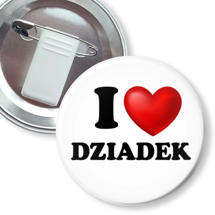 przypinka z żabką i agrafką I love dziadek