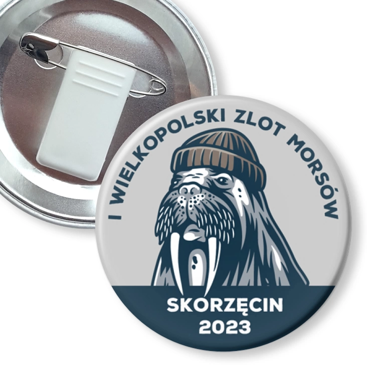 przypinka z żabką i agrafką I Wielkopolski Zlot Morsów Skorzęcin 2023