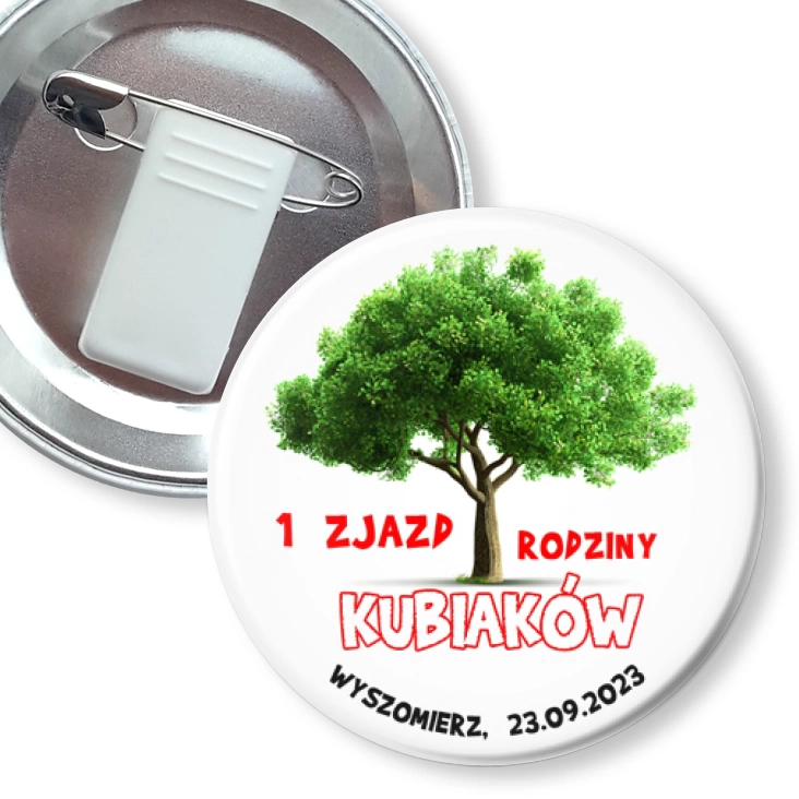 przypinka z żabką i agrafką I Zjazd rodziny Kubiaków