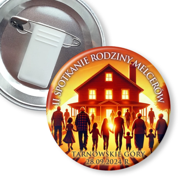 przypinka z żabką i agrafką II Spotkanie Rodziny Melzerów
