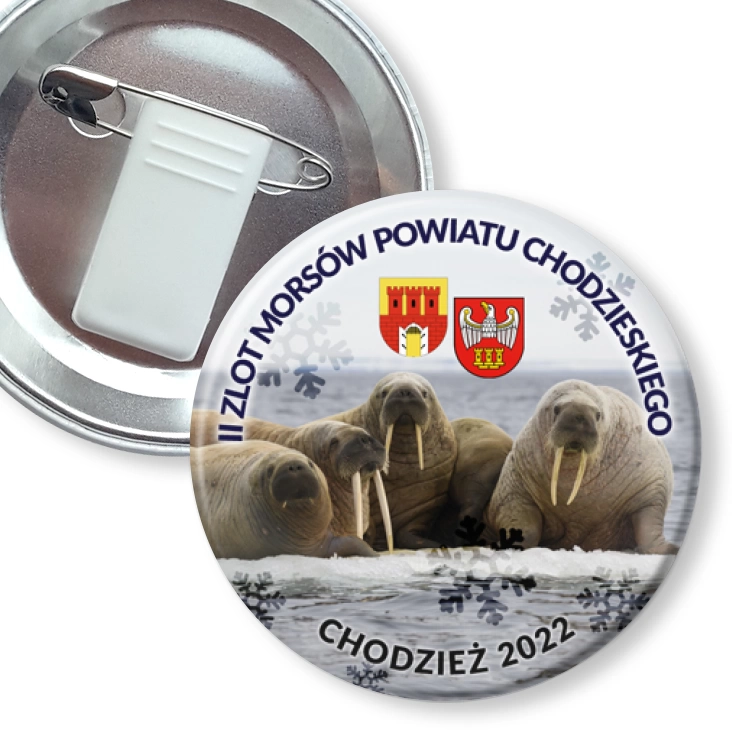 przypinka z żabką i agrafką II Zlot Morsów Powiatu Chodzieskiego