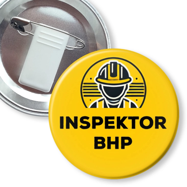 przypinka z żabką i agrafką Inspektor BHP