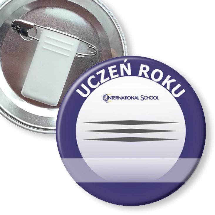 przypinka z żabką i agrafką International School - Uczeń roku