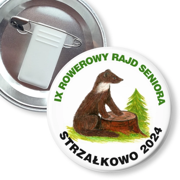 przypinka z żabką i agrafką IX Rowerowy Rajd Seniora Strzałkowo 2024