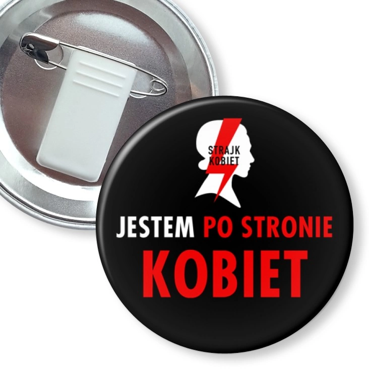 przypinka z żabką i agrafką Jestem po stronie kobiet