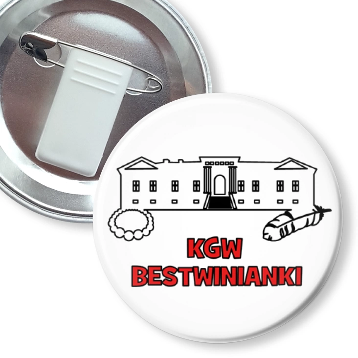 przypinka z żabką i agrafką KGW Bestwinianki