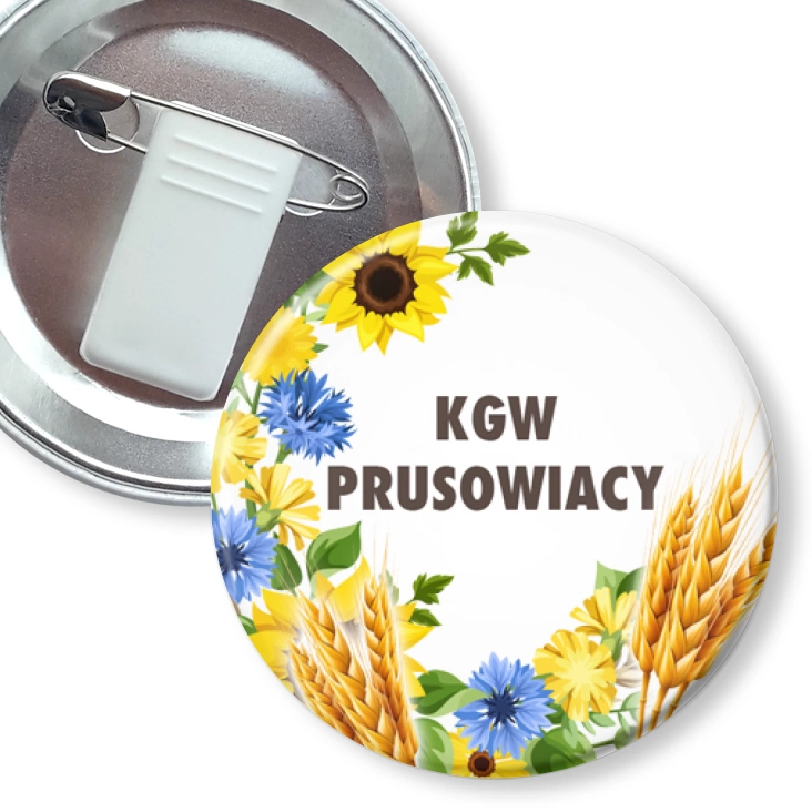 przypinka z żabką i agrafką KGW Prusowiacy