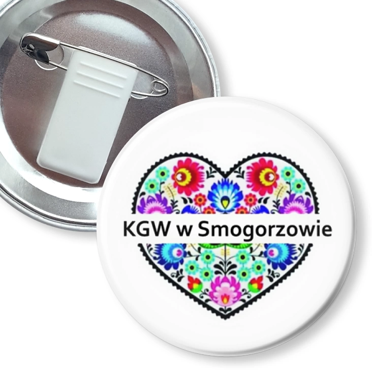 przypinka z żabką i agrafką KGW Smogorzowo