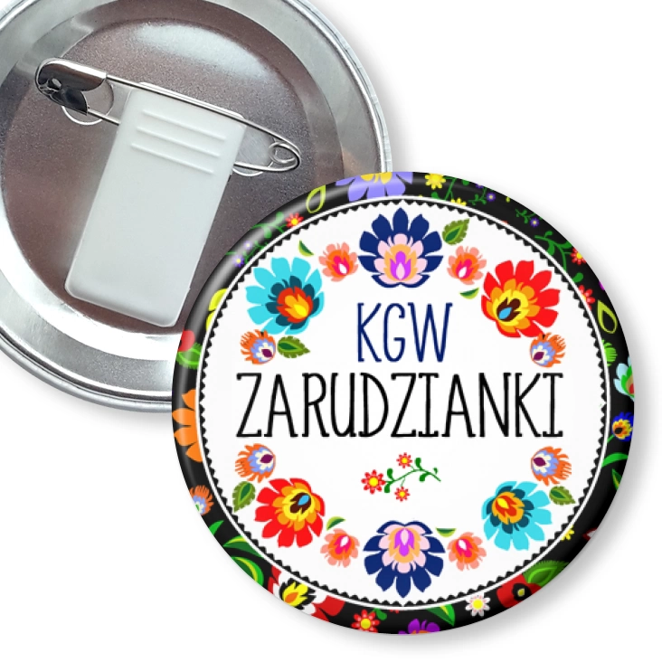 przypinka z żabką i agrafką KGW Zarudzianki