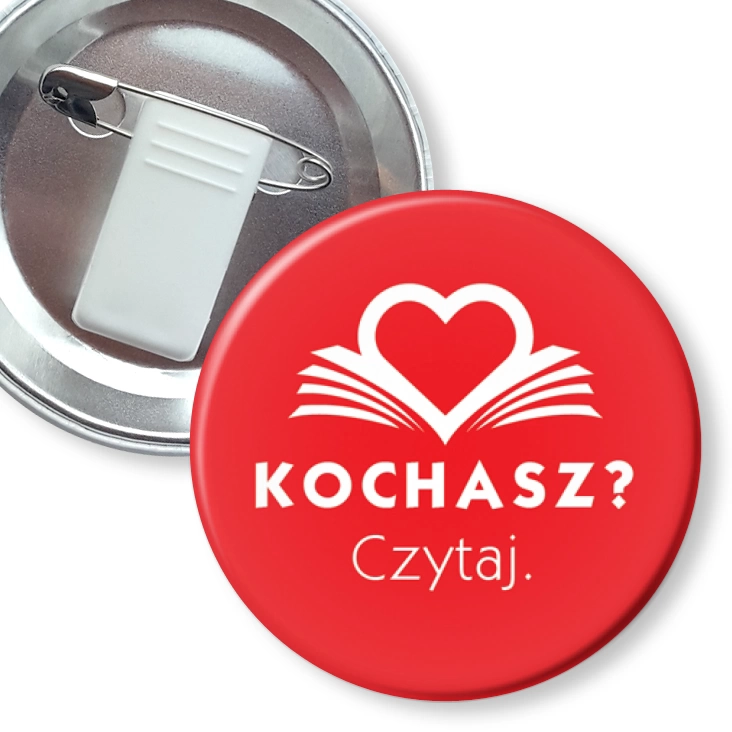 przypinka z żabką i agrafką Kochasz? Czytaj